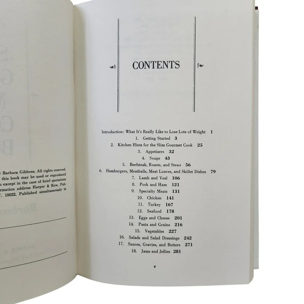 The Slim Gourmet Cookbook by Barbara Gibbons 1976 Vintage‎ Low Calorie Recipes
